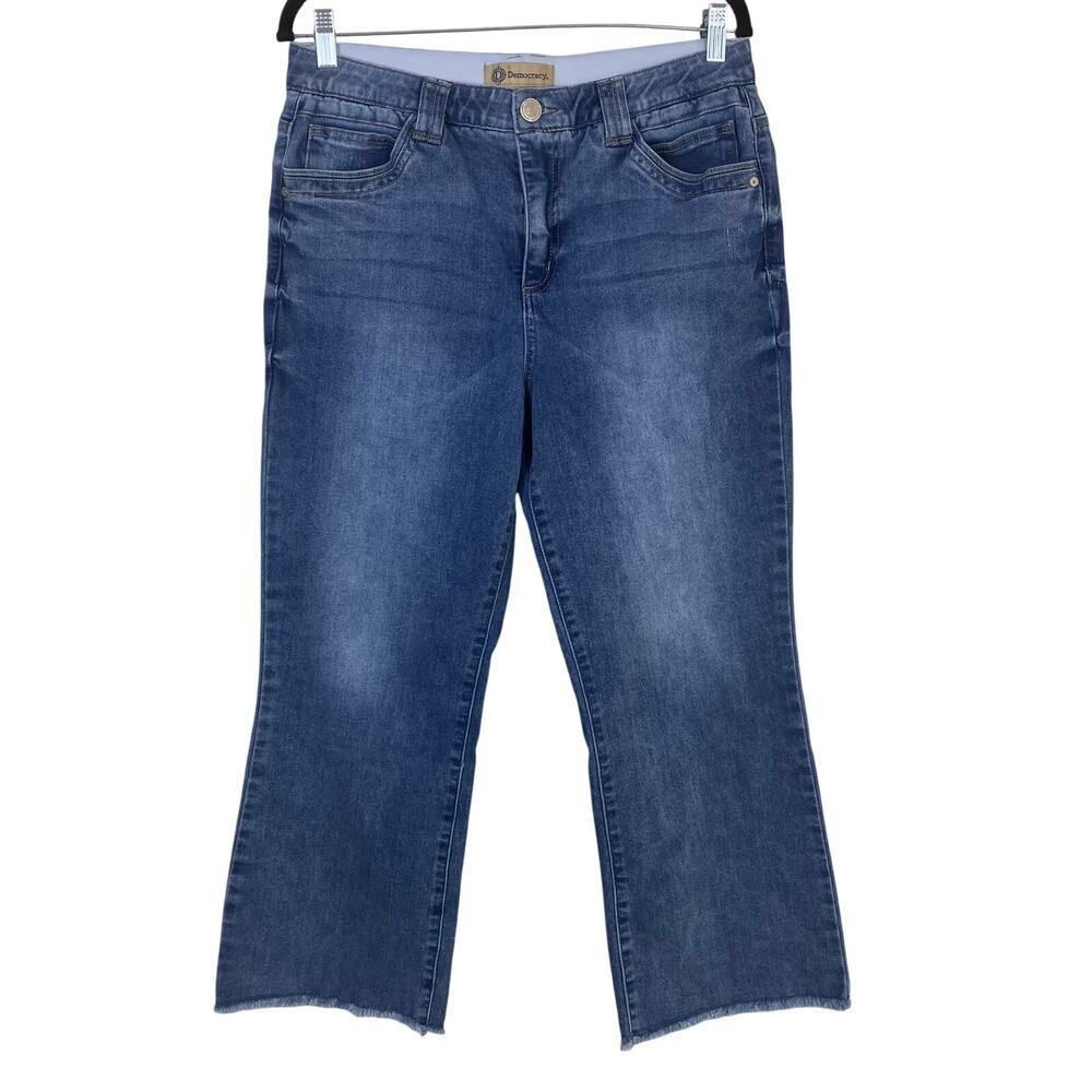 Democracy Sz 12 Ab Solution High Rise Itty Bitty Crop Flare Raw Hem Jeans